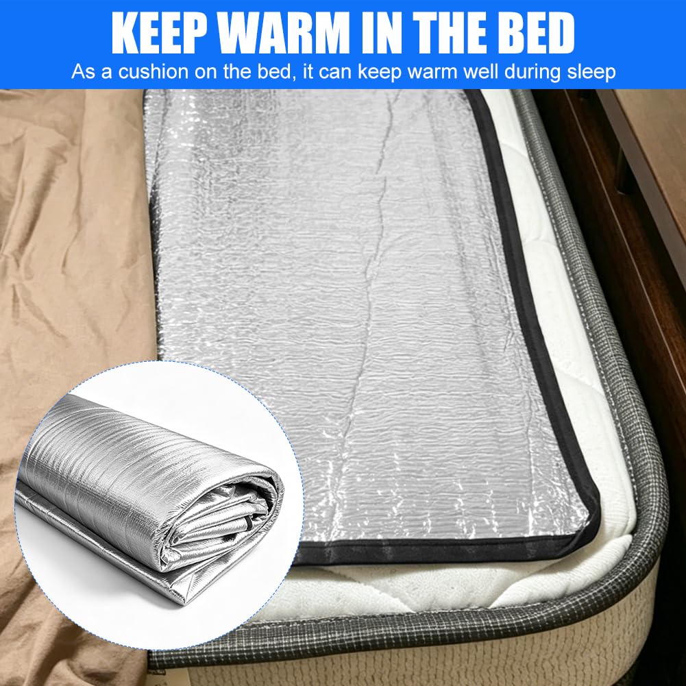 Matelas thermique de camping, isolant en mousse en aluminium, 200 x 200 cm, tapis de couchage pour camping, couverture thermique, tapis de sol, pour la randonnée, le trekking, les activités de plein