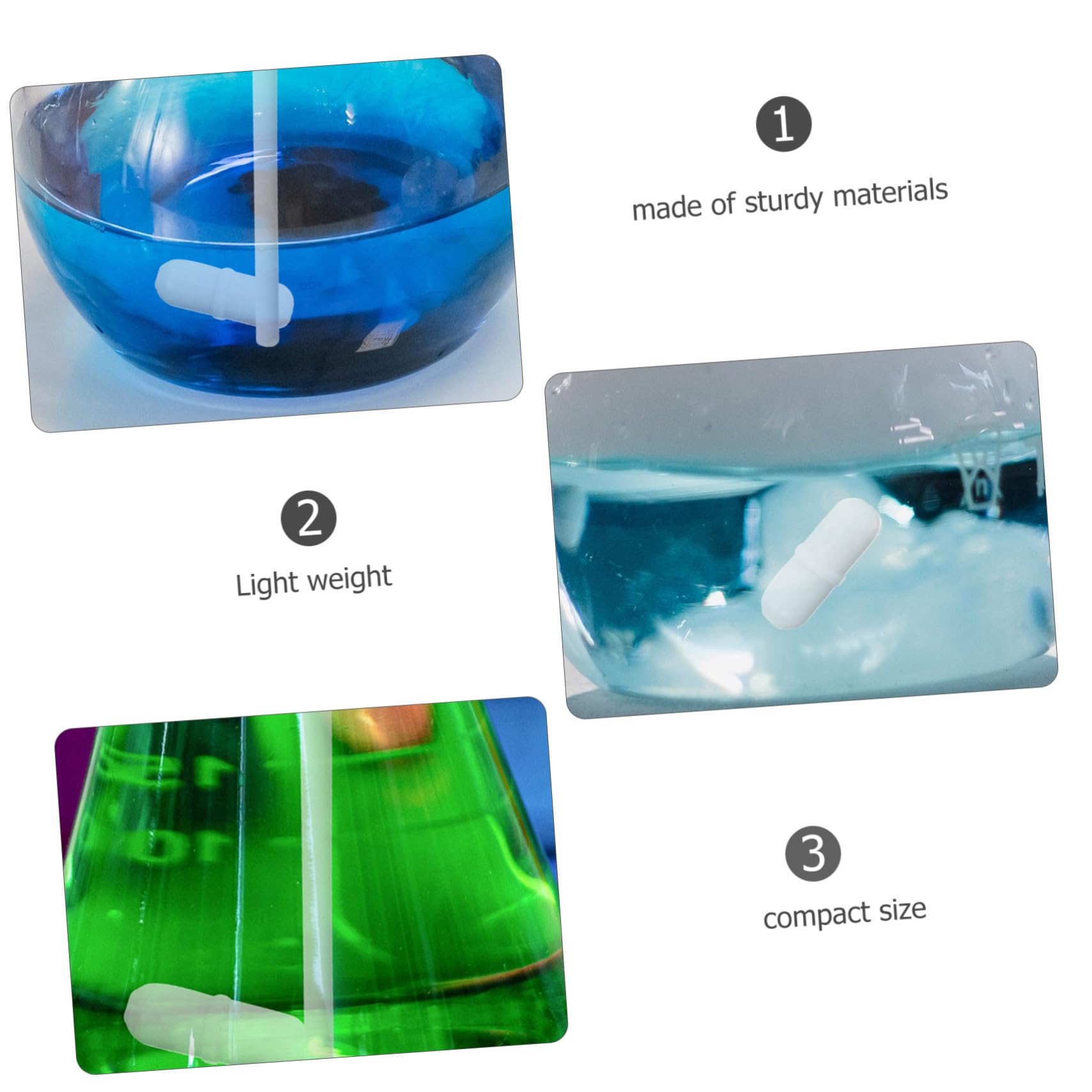 MAGICLULU 2 Sätze Teiliges Magnetisches Rührstab Mit Retriever Ptfe Beschichtete Weiße Stäbe Korrosionsbeständig Chemisch Inert Geeignet Für Labor Forschung 10 Stück * 2
