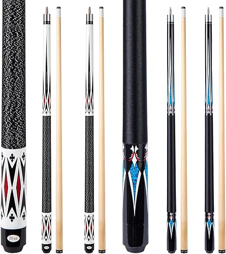 Sinsilvie Juego de 4 tacos de billar de 58 pulgadas, 19 20 onzas, palos de billar de madera de arce para jugadores profesionales de billar