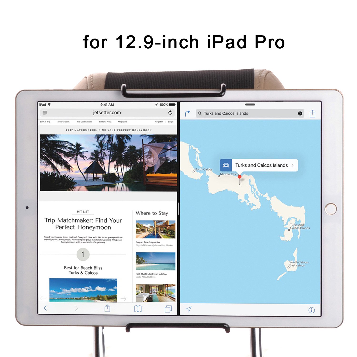 TFY Support appuie-tête pour lecteur DVD portable avec écran pivotant et iPad Pro, également compatible avec iPad Air et autres tablettes de 22,8 cm (9 pouces)