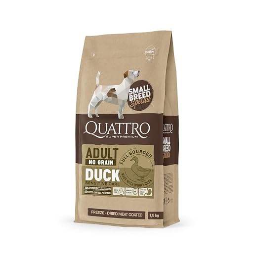 Quattro Dog Food for Small Breed Adult Dogs| 1.5KG | Duck Formula | Super Premium Dry Dog Food | High Protein | Complete & Balanced Nutrition | Healthy Digestion | Skin & Coat Health
