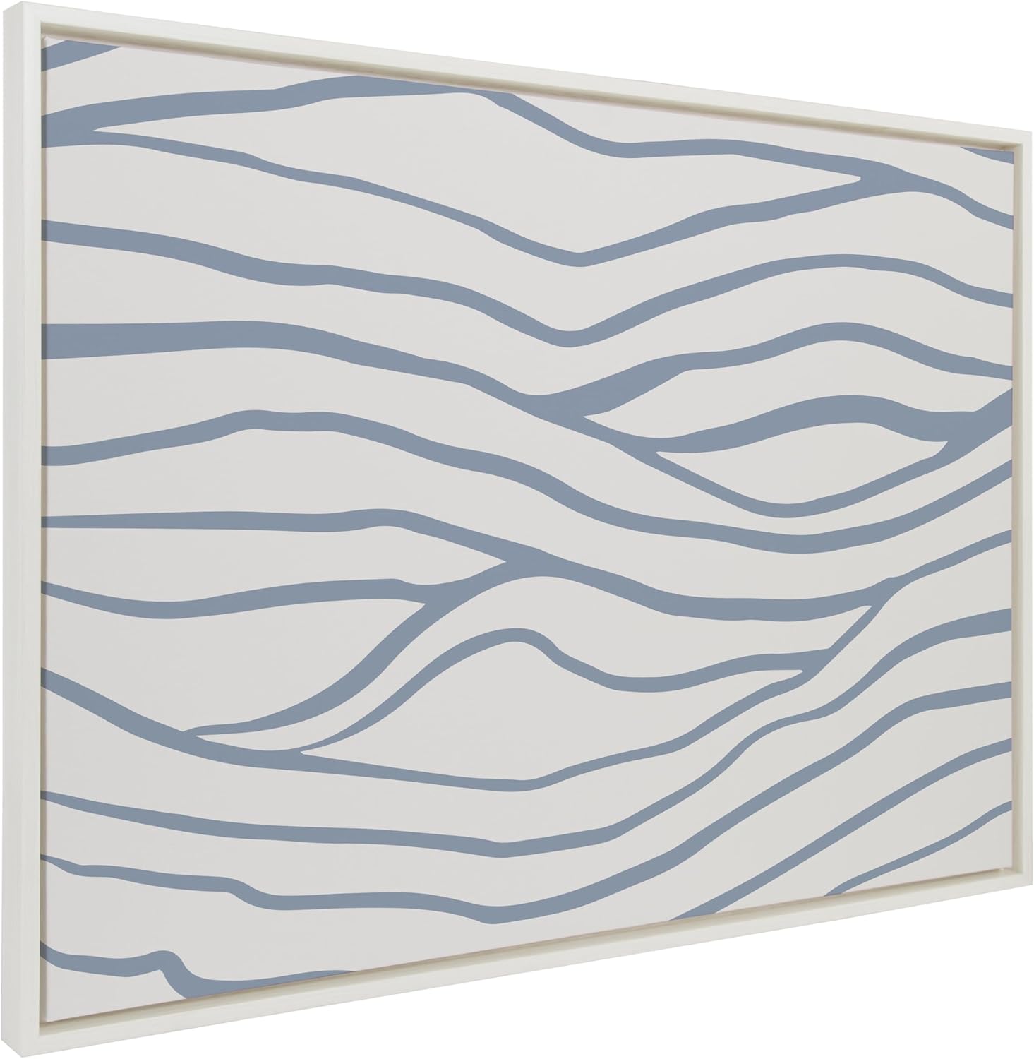 Kate and Laurel Sylvie Simple Elegant Coastal Waves Framed Canvas Wall Art by The Creative Bunch Studio, 28x38 White, Colorful Abstract Beach Ocean Art Print for Home Wall Decor