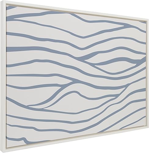 Miniatura 7 de Kate and Laurel Sylvie - Lienzo enmarcado abstracto de ondas costeras y elegantes de The Creative Bunch Studio, 23 x 33 pulgadas, blanco, azul con