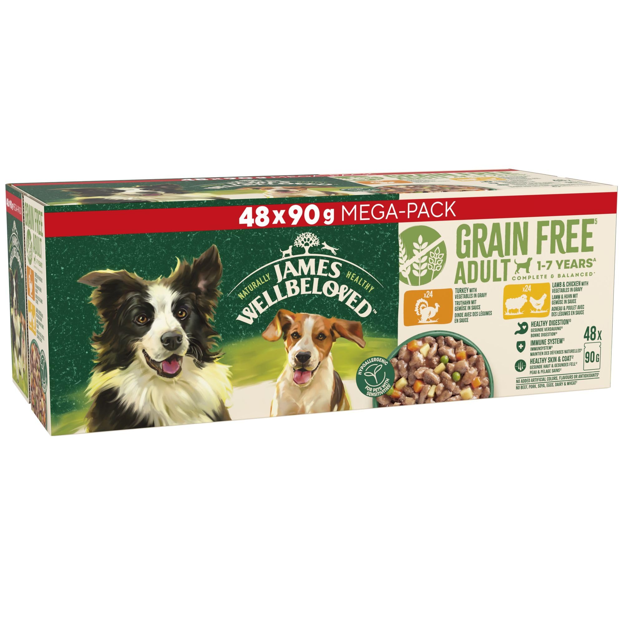 James WellbelovedGrain Free Adult Dog Food with Turkey and Lamb in Gravy Pouch 48 x 90 g