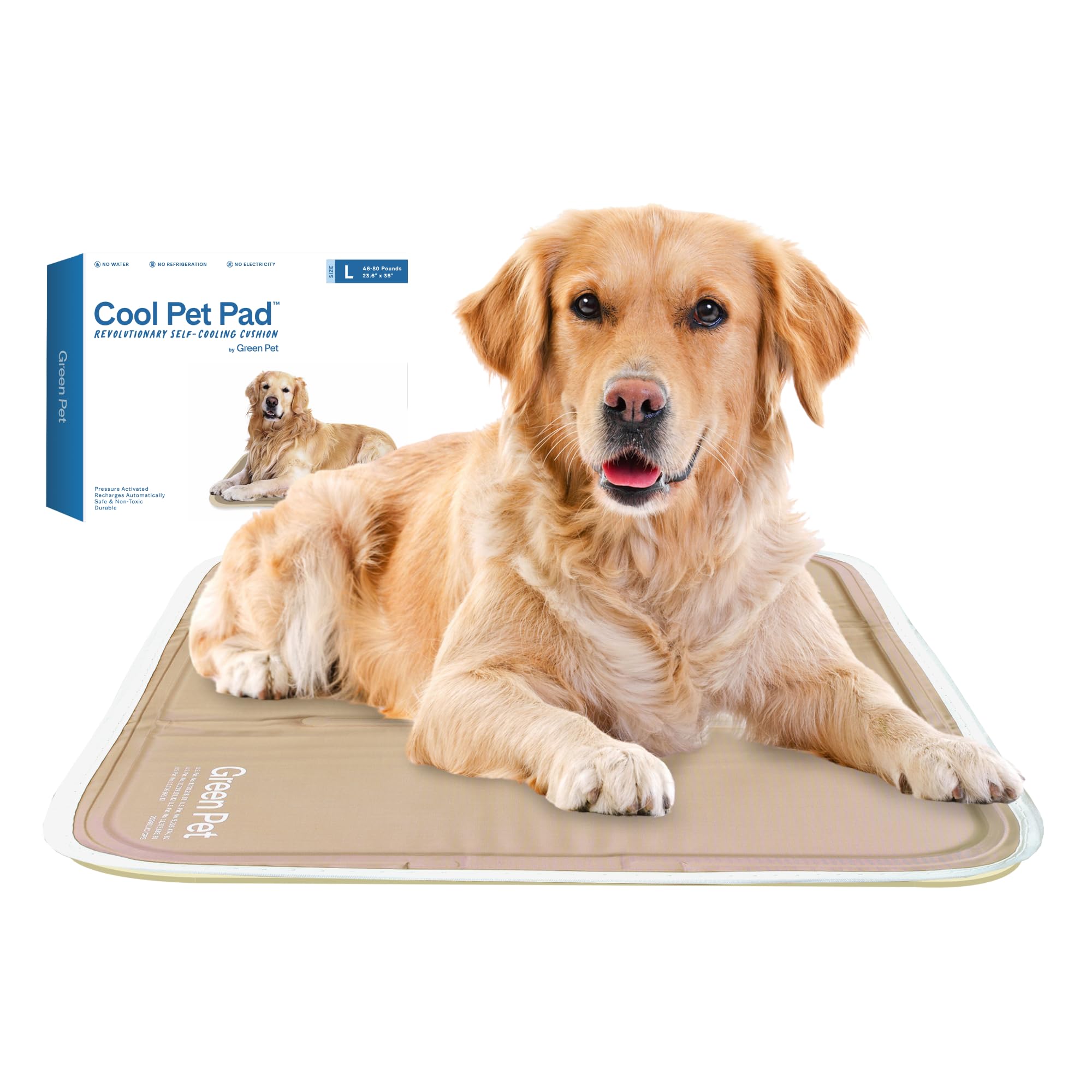 Photo 1 of The Green Pet Shop Cool Pet Pad - Large, Iced Latte - Self-Cooling, Pressure Activated Mat for Dogs & Cats from 46-80 lbs - Non-Toxic Gel, No Water Needed