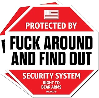 FAFO Sticker Security Warning Sign [2-Pack] Protected by Fuck Around and Find Out Decals for Trucks, Home Window | Funny Car Decals, Secured by Tactical Home Security System (Sticker - Red)