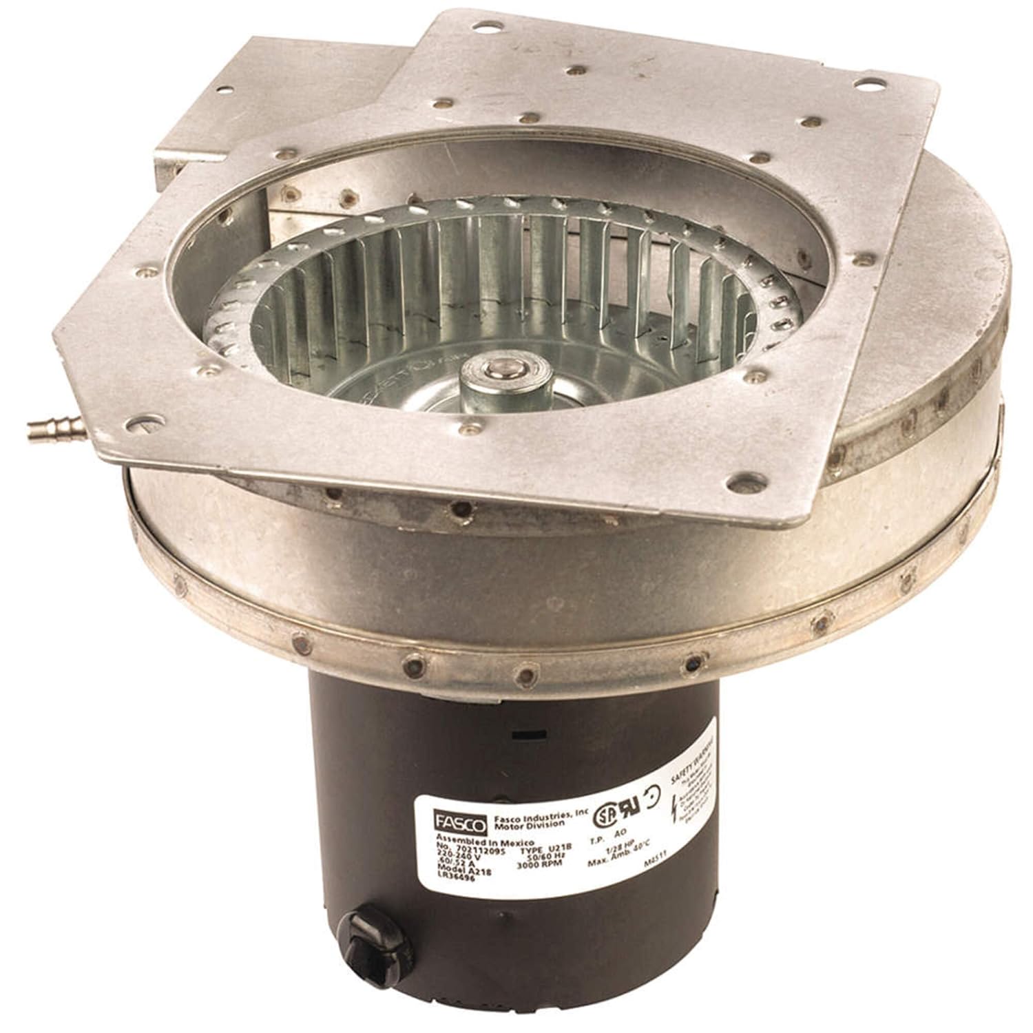 Fasco A218 3.3" Frame Shaded Pole OEM Replacement Specific Purpose Blower with Ball Bearing, 1/28HP, 3000rpm, 220-240V, 60Hz, 0.60/0.52 amps