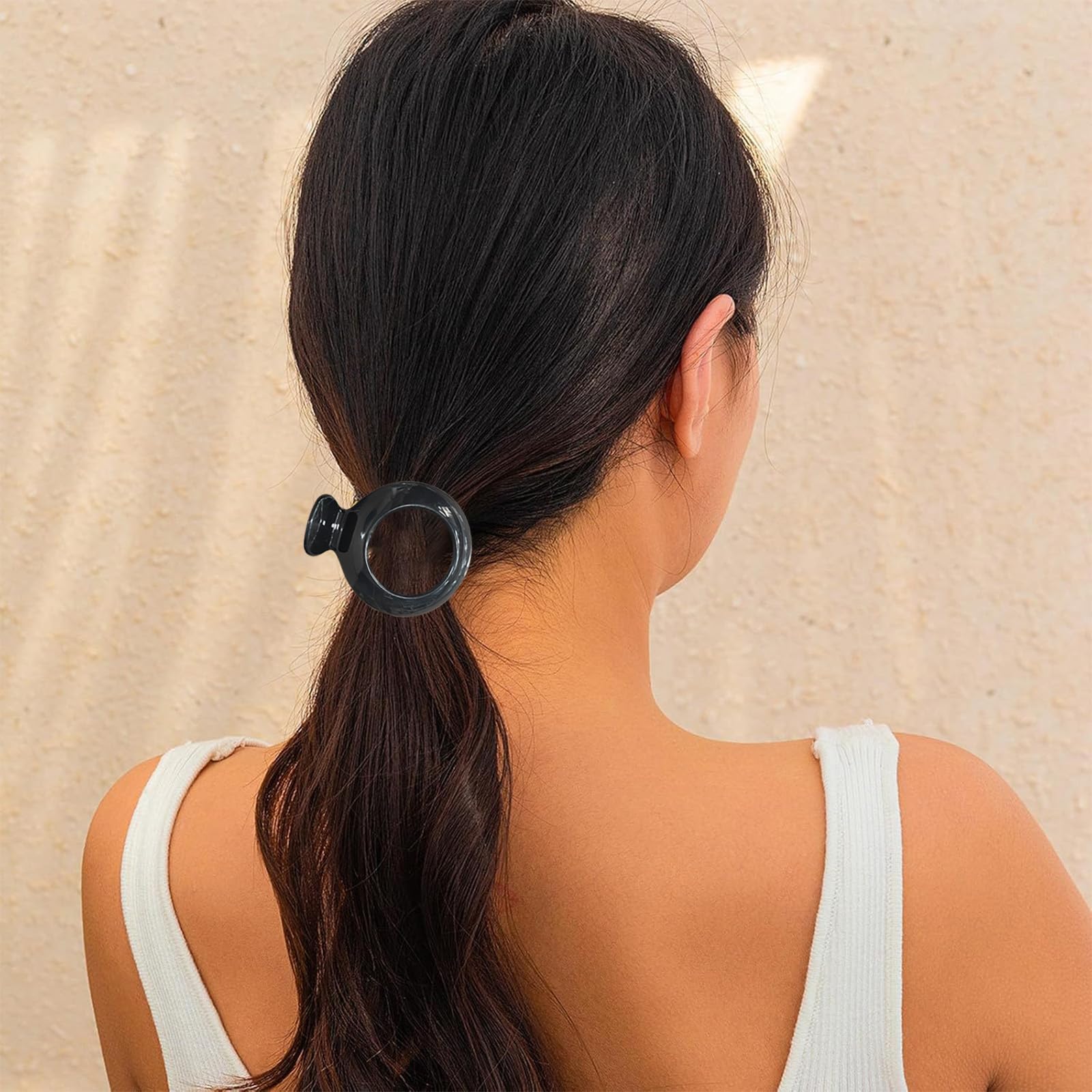 4Pcs Black Round Flat Hair Claw Non Slip Claw Clips - Strong Hold Small Hair Clips for Women & Girls - All Hair Types - Image 2