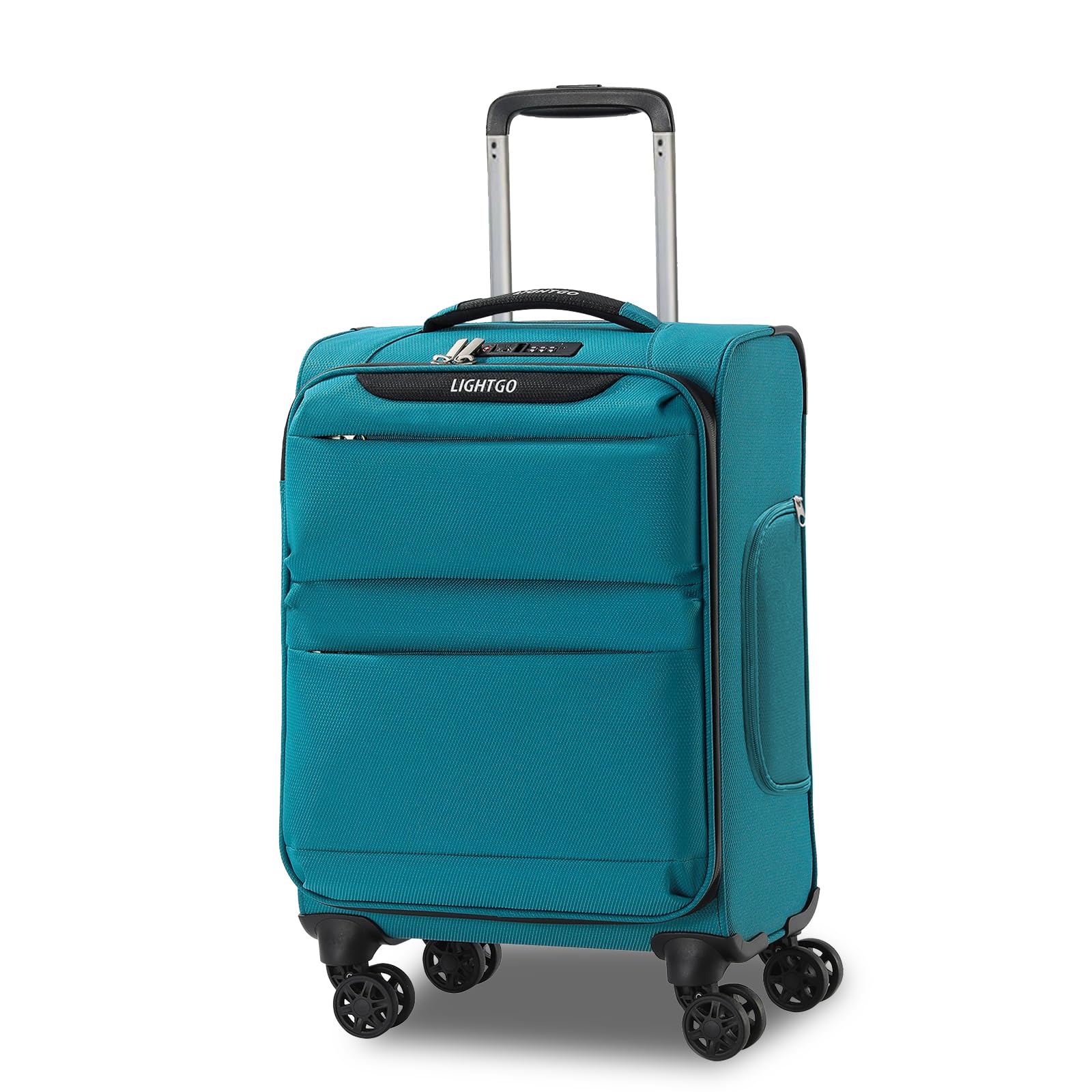 LIGHTGO 20 Inch Carry On Luggage Softside Suitcase with Spinner Wheels Lightweight Travel Carry On Bag for Airline