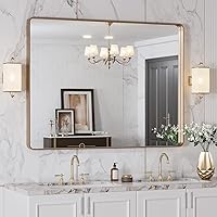 Vista 200 de LOAAO - Espejo de baño con marco de metal negro de 28x36 pulgadas para pared, espejo de tocador de baño negro mate estilo granja, antióxido, se