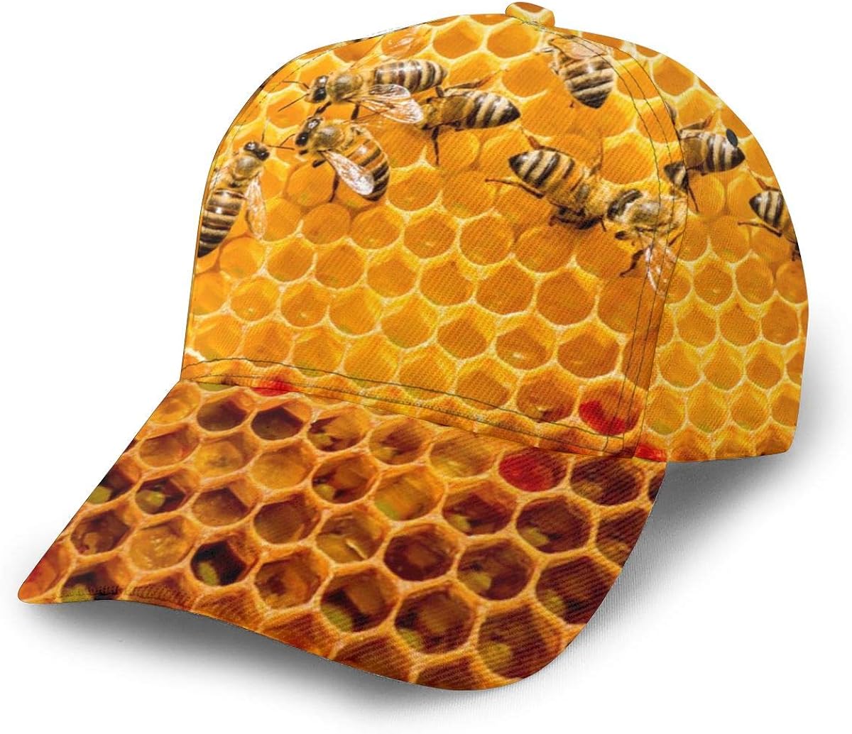 Honey Bees Fashion Classic Full Print Visor Hat Adjustable Baseball Cap