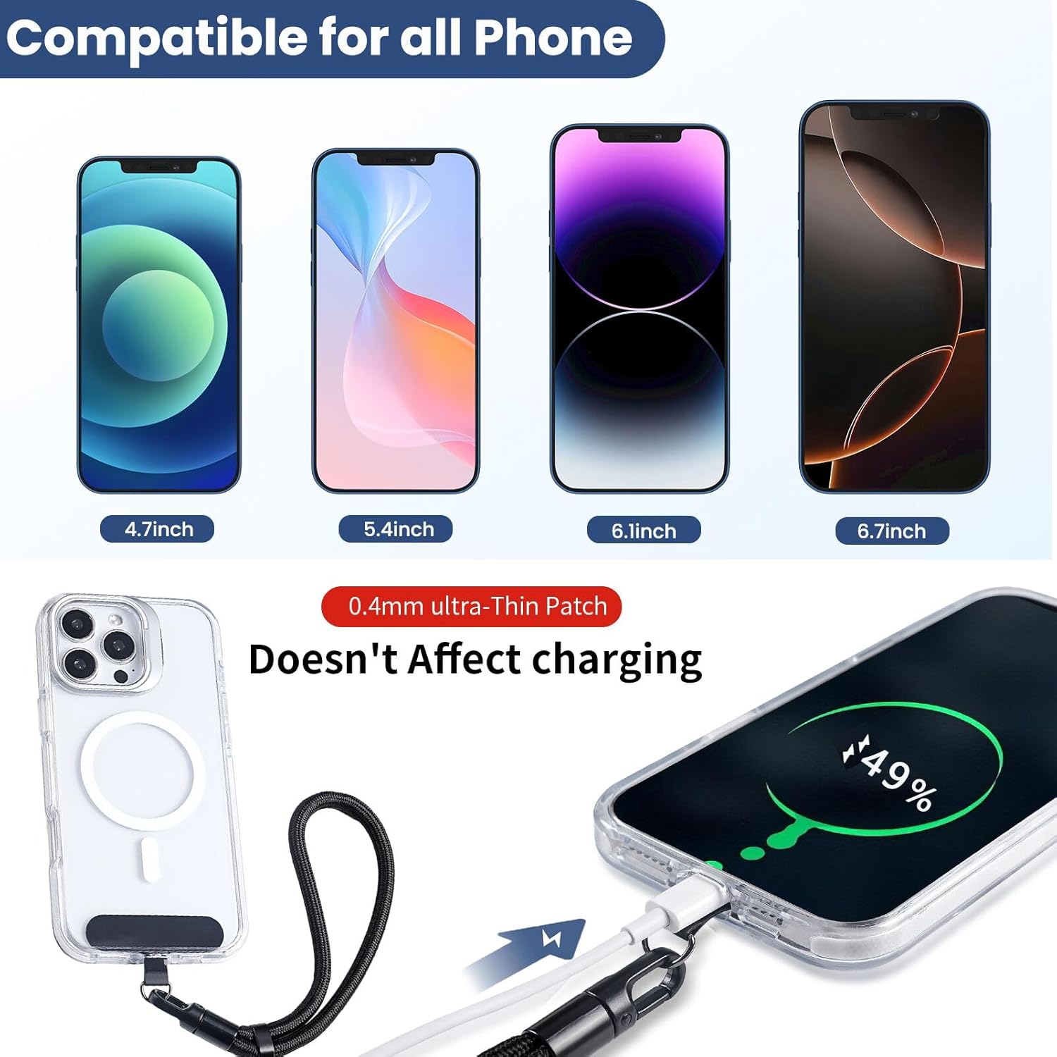 Phone Lanyard, 2 Pack Adjustable Cell Phone Lanyard Strap, Hand Wrist Strap Lanyard with Tether Tabs for Smartphones - Image 3