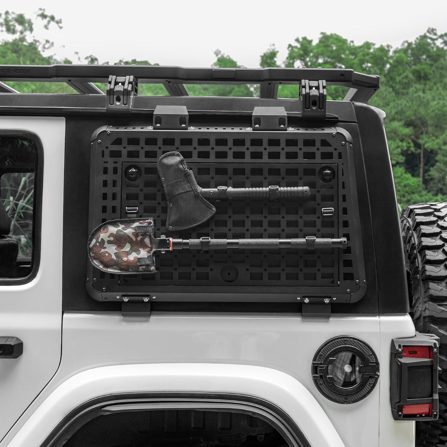 Rear Side Window MOLLE Panel – Tactical Modular Storage Panel for MOLLE Accessories, Rear Window Organizer for Jeep Wrangler JL 2018–2025 Accessories, Driver Side