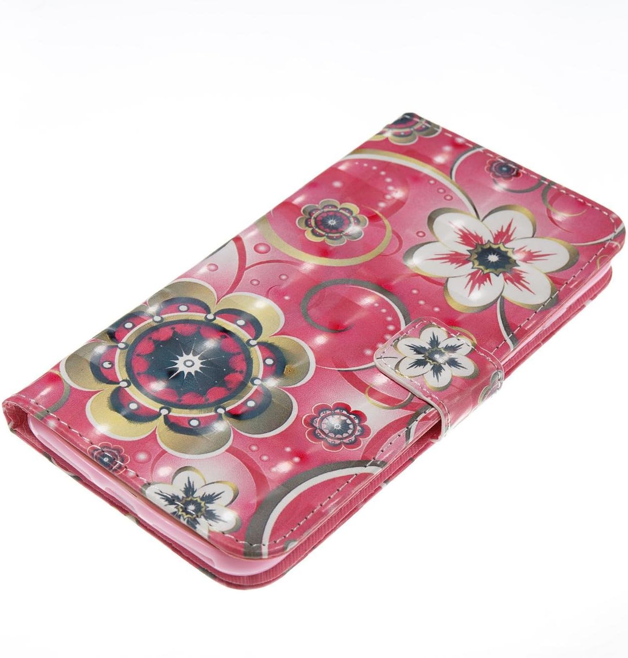 iPhone 7 Plus Case,iPhone 8 Plus Case,Magnetic PU Leather Shock Proof Wallet Case Lightweight Kickstand Flip Folio Case Card Holder with Strap Birthday Xmas Halloween for Apple iPhone 7 Plus-Flowers