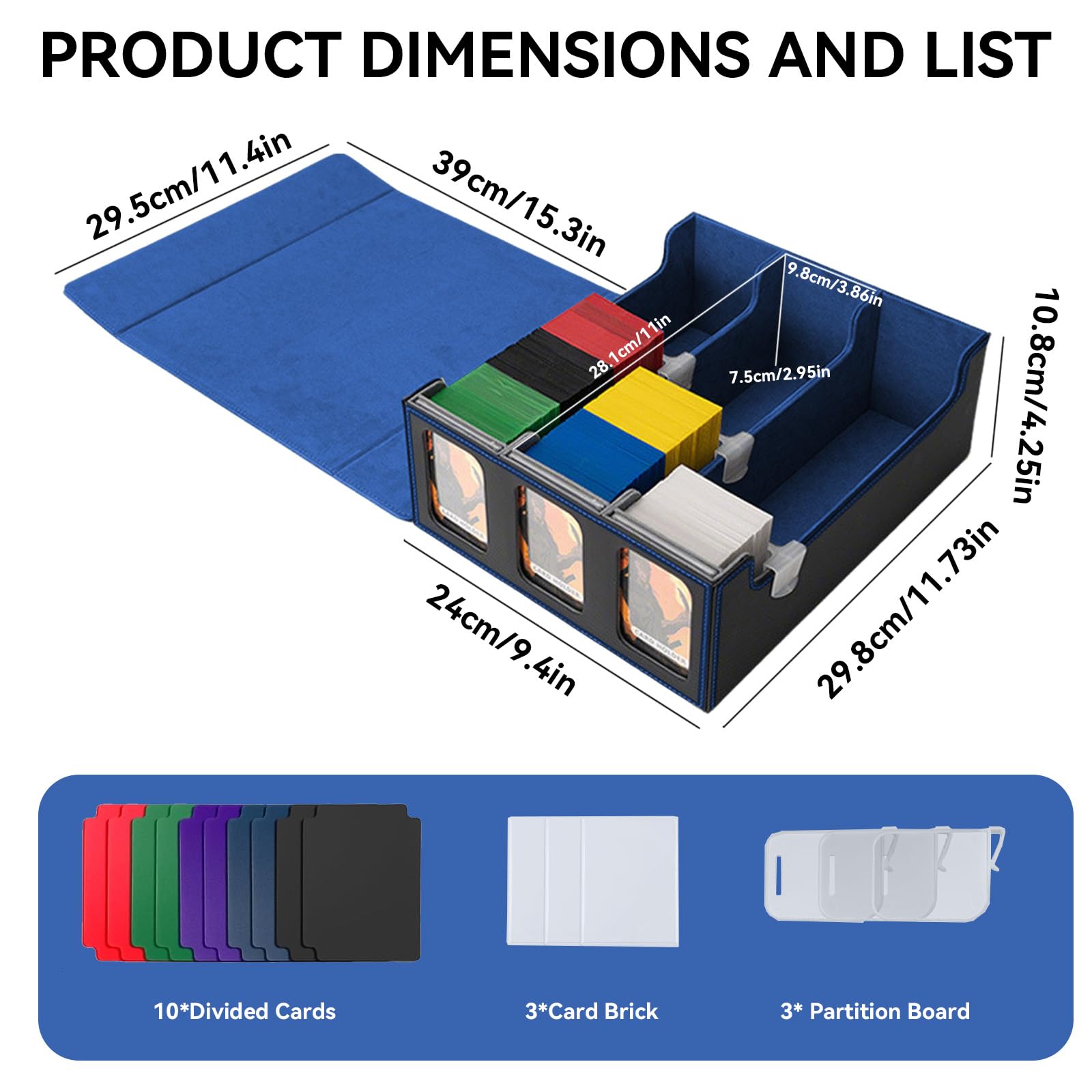 LZEXIN Card Deck Box with Display Window, MTG Deck Storage Box Holds 2400+ Cards - Image 2