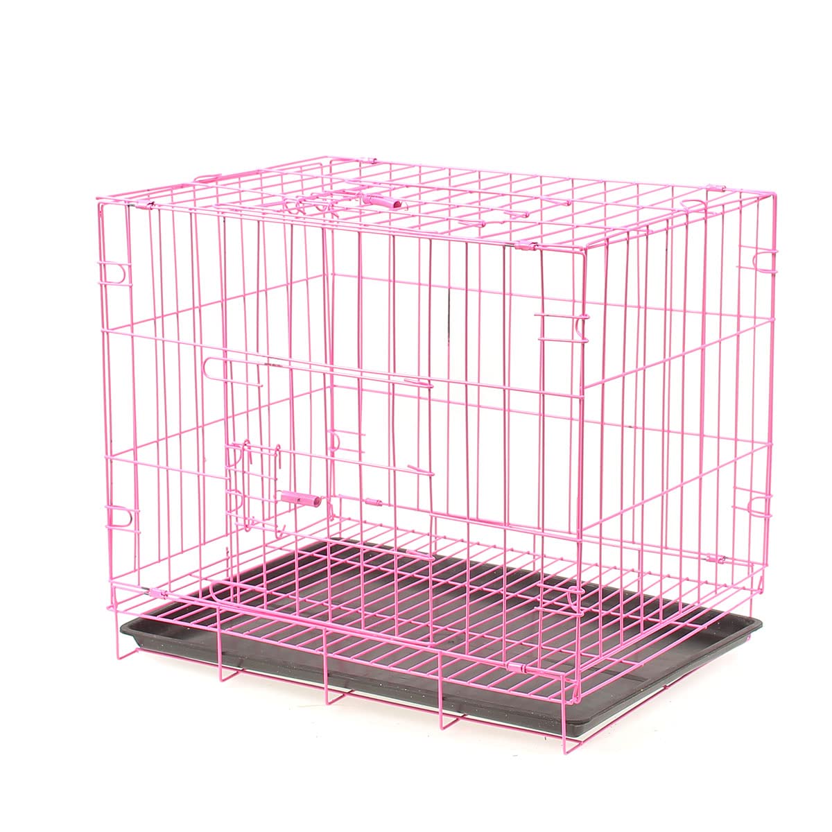 Skrzynie dla Psów/Klatka dla Psa Pet Carrier Składany Kennel Pet Carbon Steel Cat Dog House Cage Crate Animal Playpen Cage Pink/Blue Dog Cage Hodowla Skrzynek (Color : Pink)