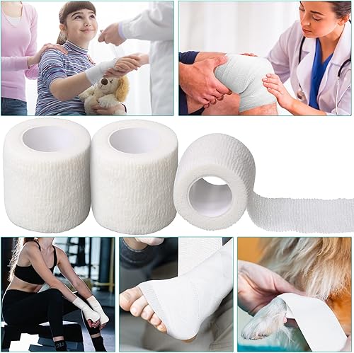 Miniatura 4 de Treela Paquete de 64 vendajes cohesivos autoadhesivos de 2 pulgadas x 5 yardas, cinta atlética elástica transpirable, rollos de vendaje