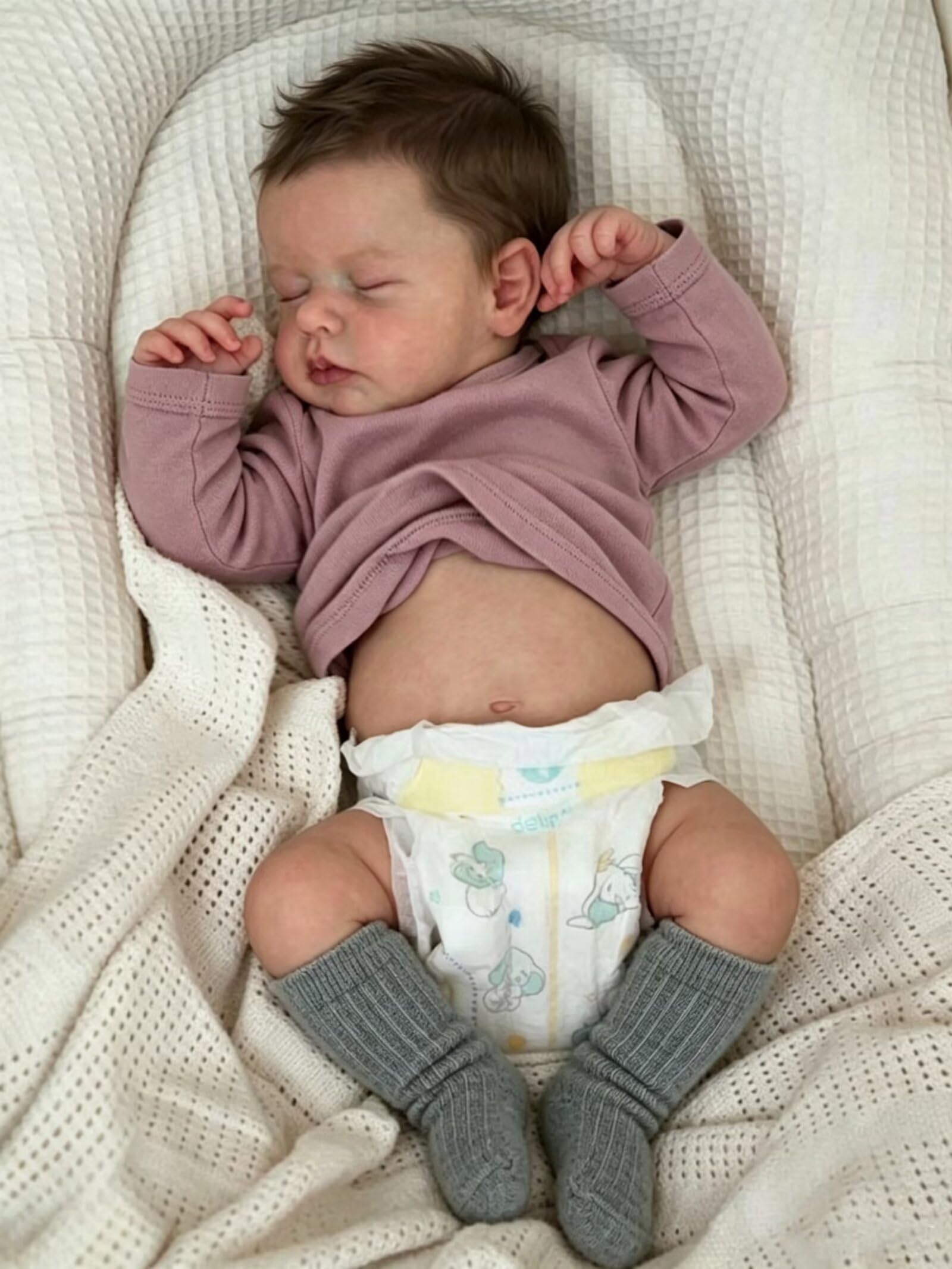 Zero pam Reborn Baby Mädchen-48CM Reborn Puppen Lebensecht Mit VollVinyl Körper, Lebensechte Babypuppen Wie Echt, Echte Puppe Mit Haaren Für Mädchen
