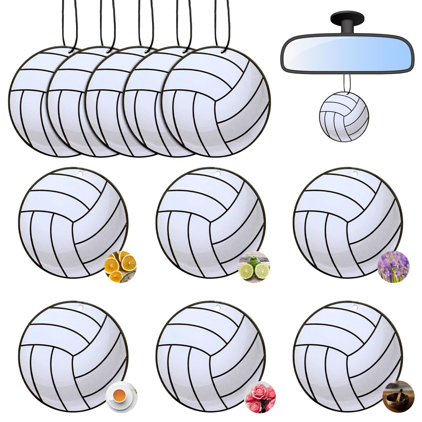 Dansib 12 Pcs Car Air Freshener Hanging Long Lasting Scent Gift for Sport Lover Automotive Freshener Aromatherapy Tablet Rearview Mirror Interior