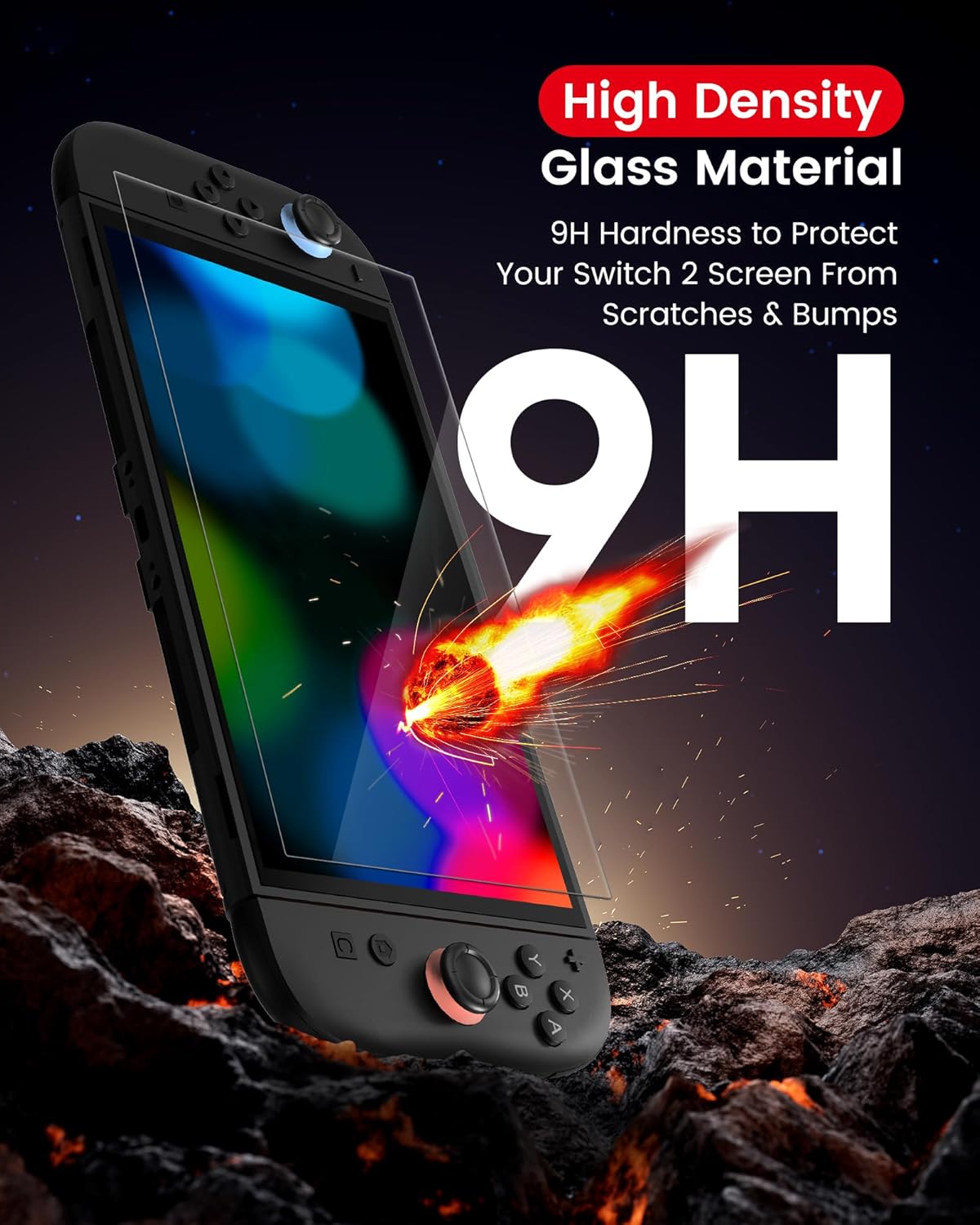 TRANSNOVO 2-Pack Screen Protector Tempered Glass Compatible with Nintendo Switch 2 2025 [9H Hardness], Bubble-Free, Anti-Scratch, HD Clear with Alignment Frame Travel Case Friendly Cover Accessories - Image 3