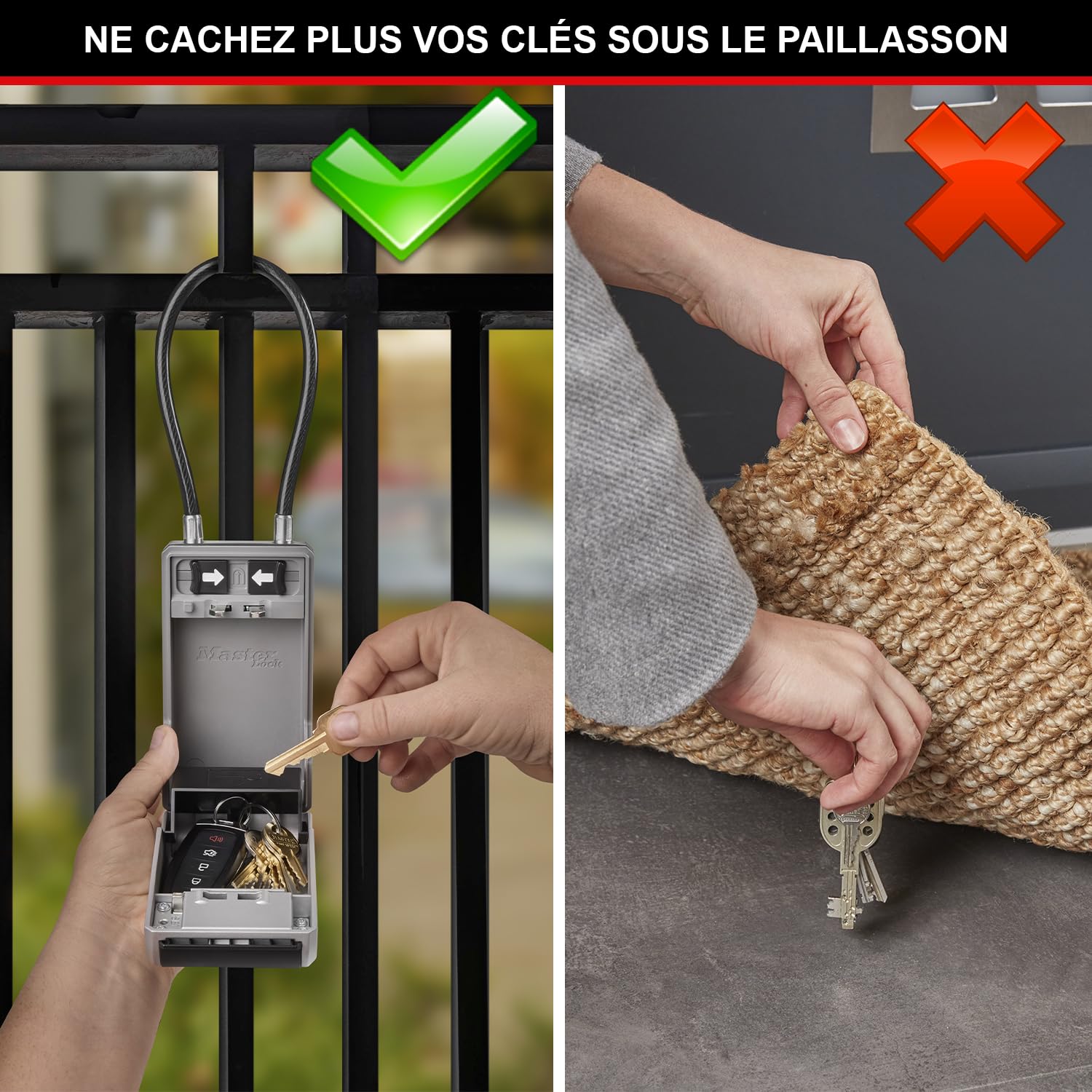 Master Lock Boite a clefs nouveau design, à Anse Flexible, Large Capacité, Haute Sécurité, Extérieur, 19.6 x 7.6 x 5.6 cm