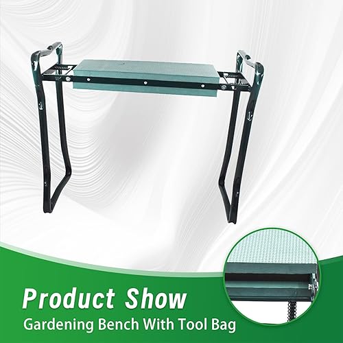 Miniatura 3 de Asiento de jardín – Verde, estilo moderno minimalista – Almohadilla de espuma EVA suave – Bolsa de herramientas – Taburetes de jardín plegables y