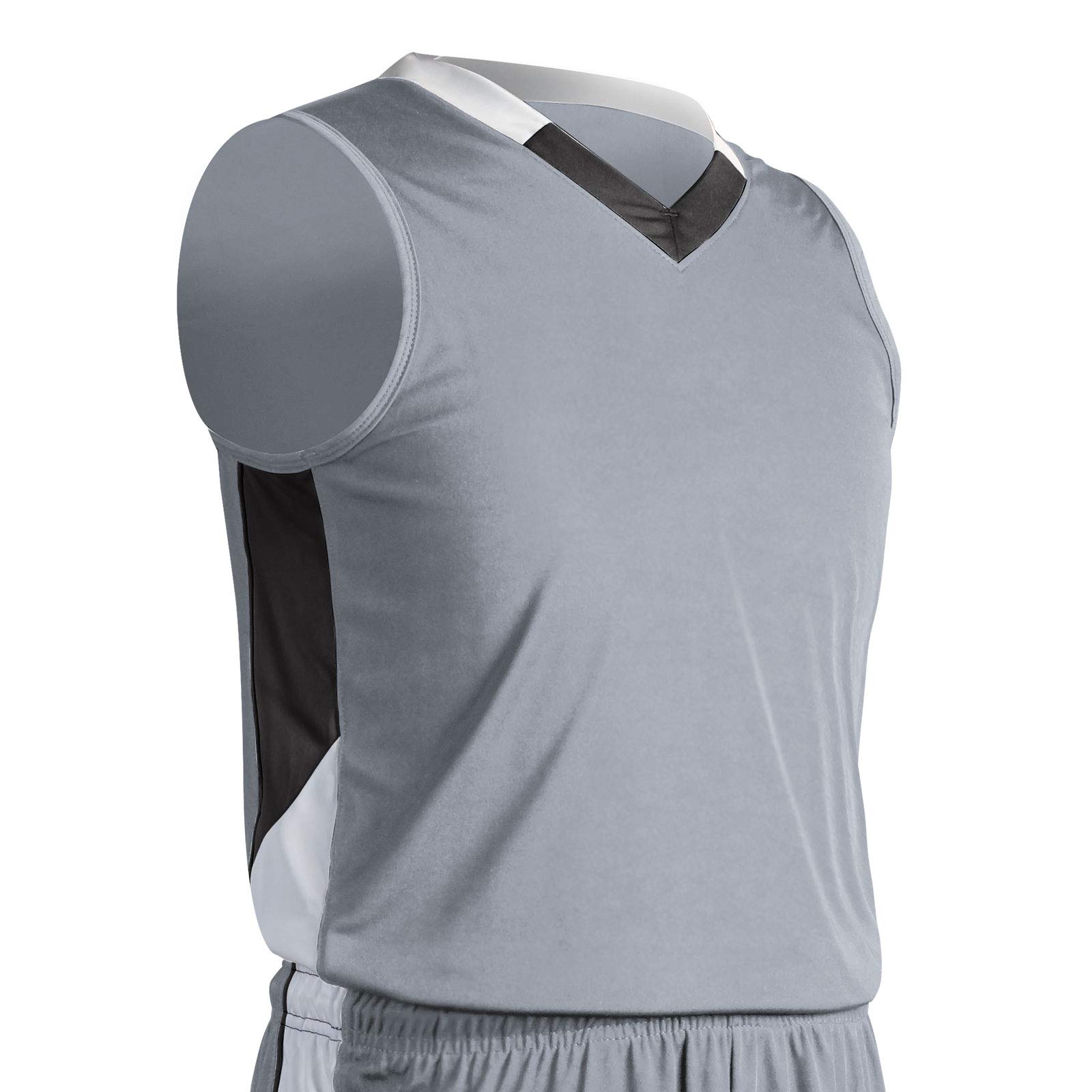 Champro Men's Standard Rebel Basketball Jersey, Silver, Black, White, Adult Small