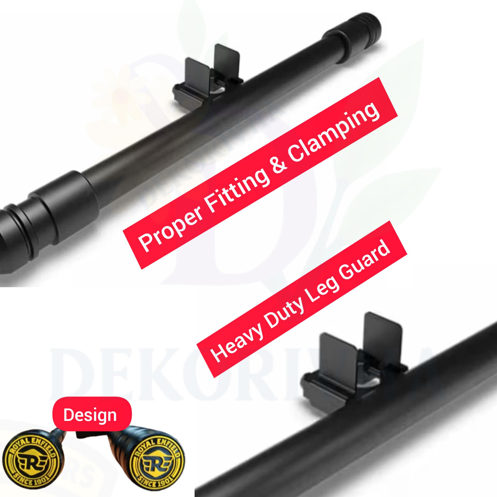 Base Ball BAT Single Rod Leg Guard- Openable DECO-LGB02 Heavy Duty Stylish Safety Protector Bat Leg Guard/Crash Guard Black for Royal Enfield- Bullet, Standard, Electra & Classic 350 & 500