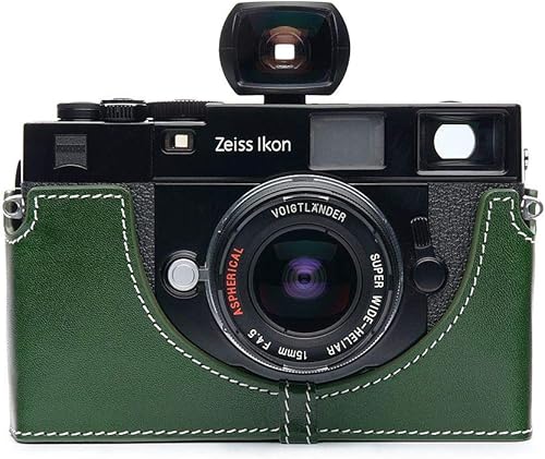 Hecho a mano de cuero auténtico medio cámara caso bolsa cubierta para ZEISS IKON ZM SW color verde