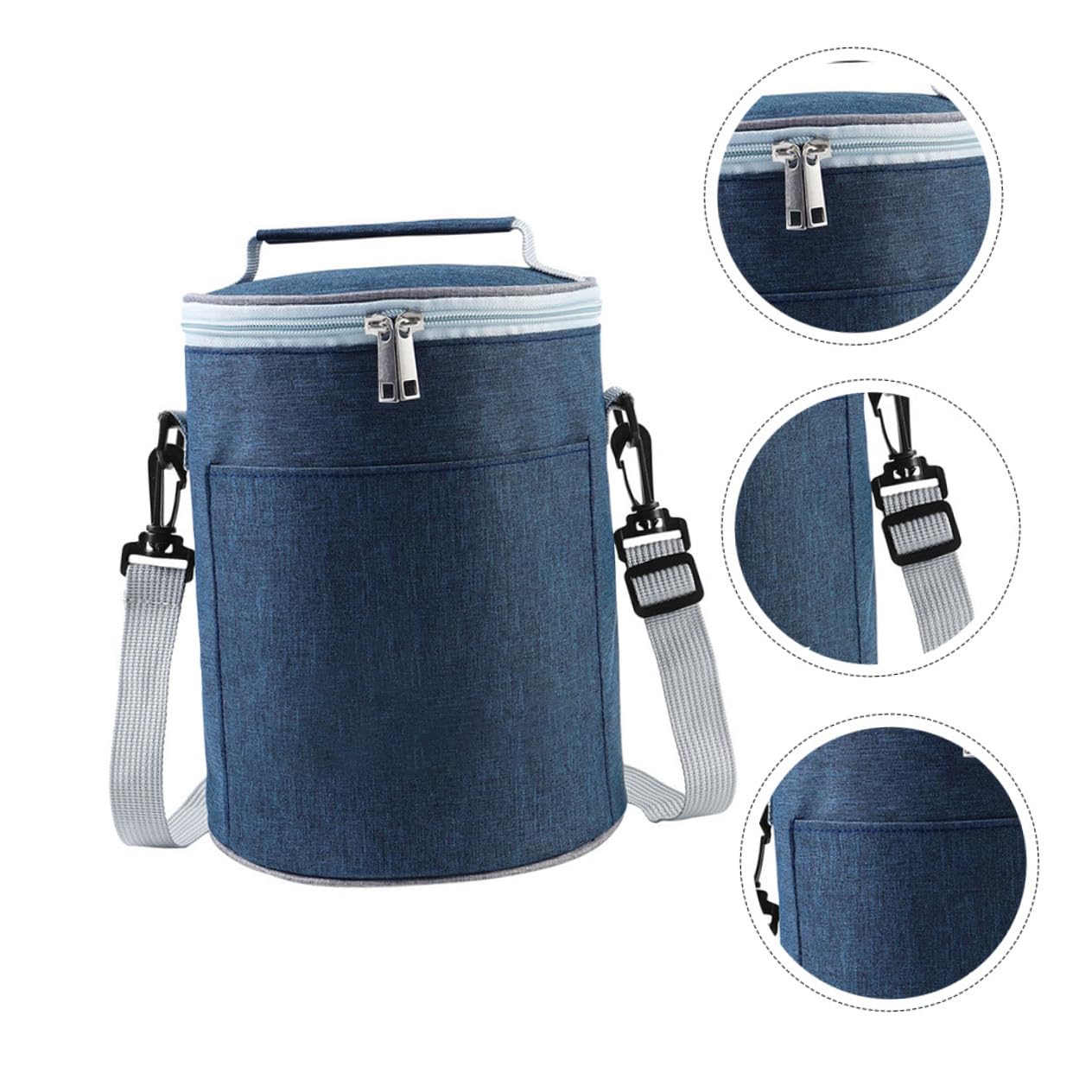 Toyvian Oxford Cloth Isoliertasche mit Aluminiumfolie Mittlere Runde Thermotasche für Camping und Mittagessen Tragbar Isolierend mit Griff und Schultergurt Auslaufsicher und Leicht zu