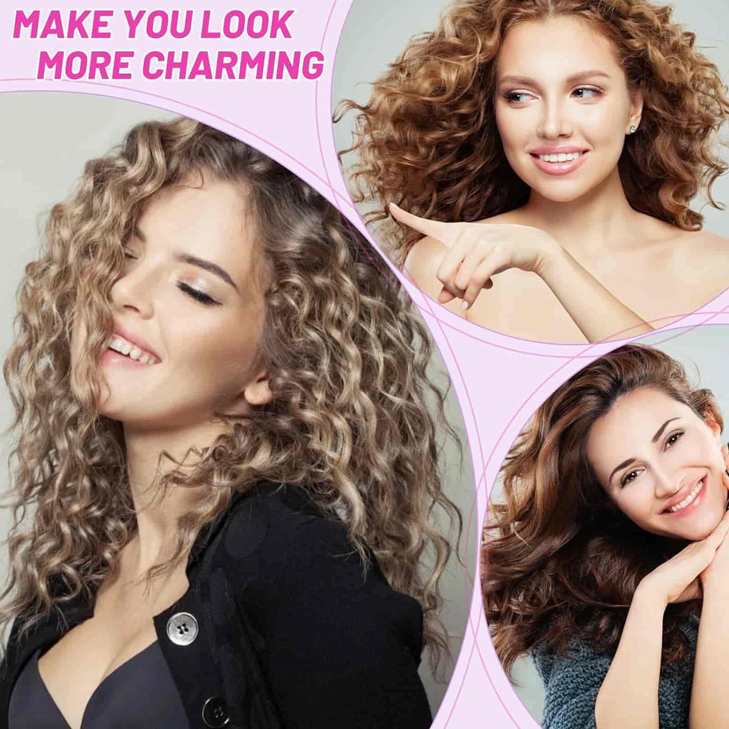 Hair Roller Curler, Hair Rolling Set 6Pcs Medium Hair Roller Self Grip Salon Hair Curler Large Hair Roller Set for All Hair Types Plastic No Heat Hair Rollers Hair Styling Accessories with 6Pcs Duckbill Clips 2