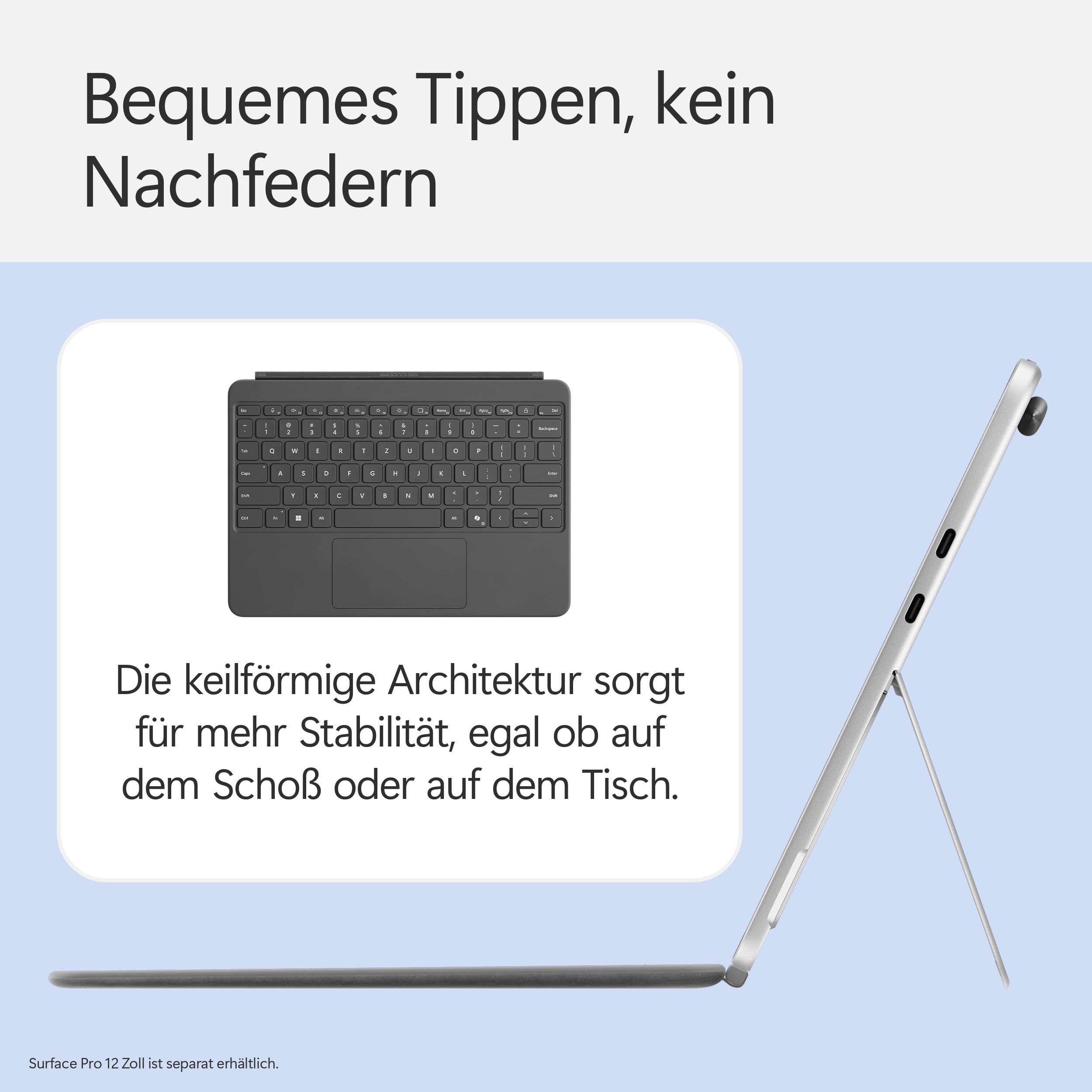 Microsoft Surface Pro 12" Keyboard | kompatibel mit Surface Pro 12" | QWERTZ | Anthrazit