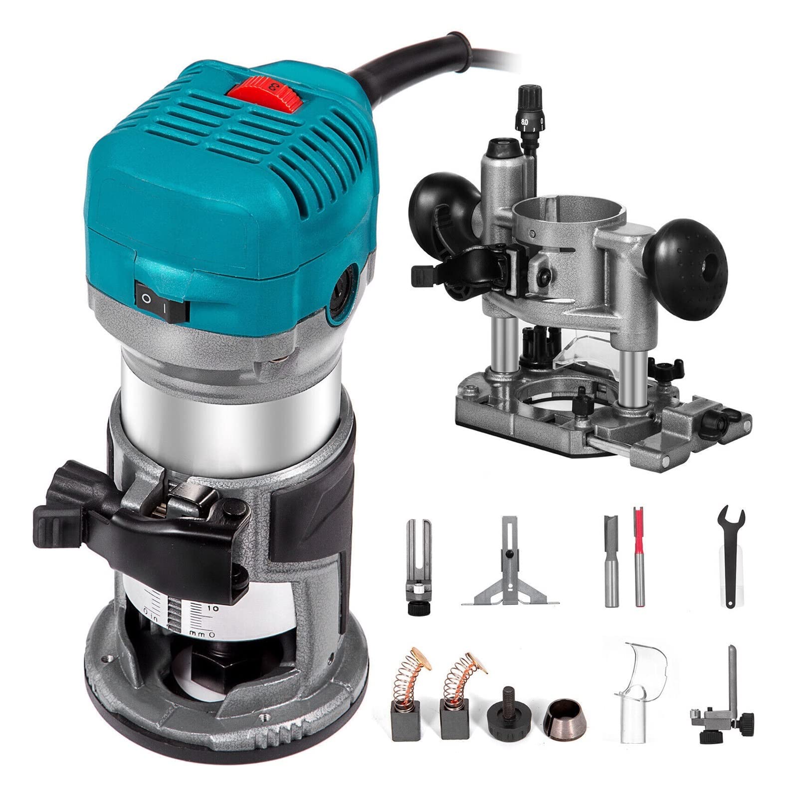 Rsgxlfqzvak Fixed Plunge-B Woodworking Electric Trimmer Hand Wood Router Machine Power Carpentry Tools For Trimming Slotting Milling Grooving Carving(Fixed Plunge-B)