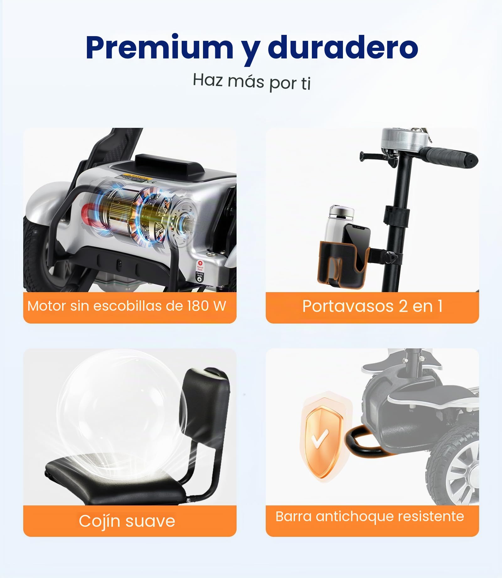 VOCIC D71 Scooter de movilidad para mayores de carbono plegable 21 kg | Marco ajustable, soporta hasta 150 kg, hasta 20 km de autonomía y apto para viajar en avión (plata)