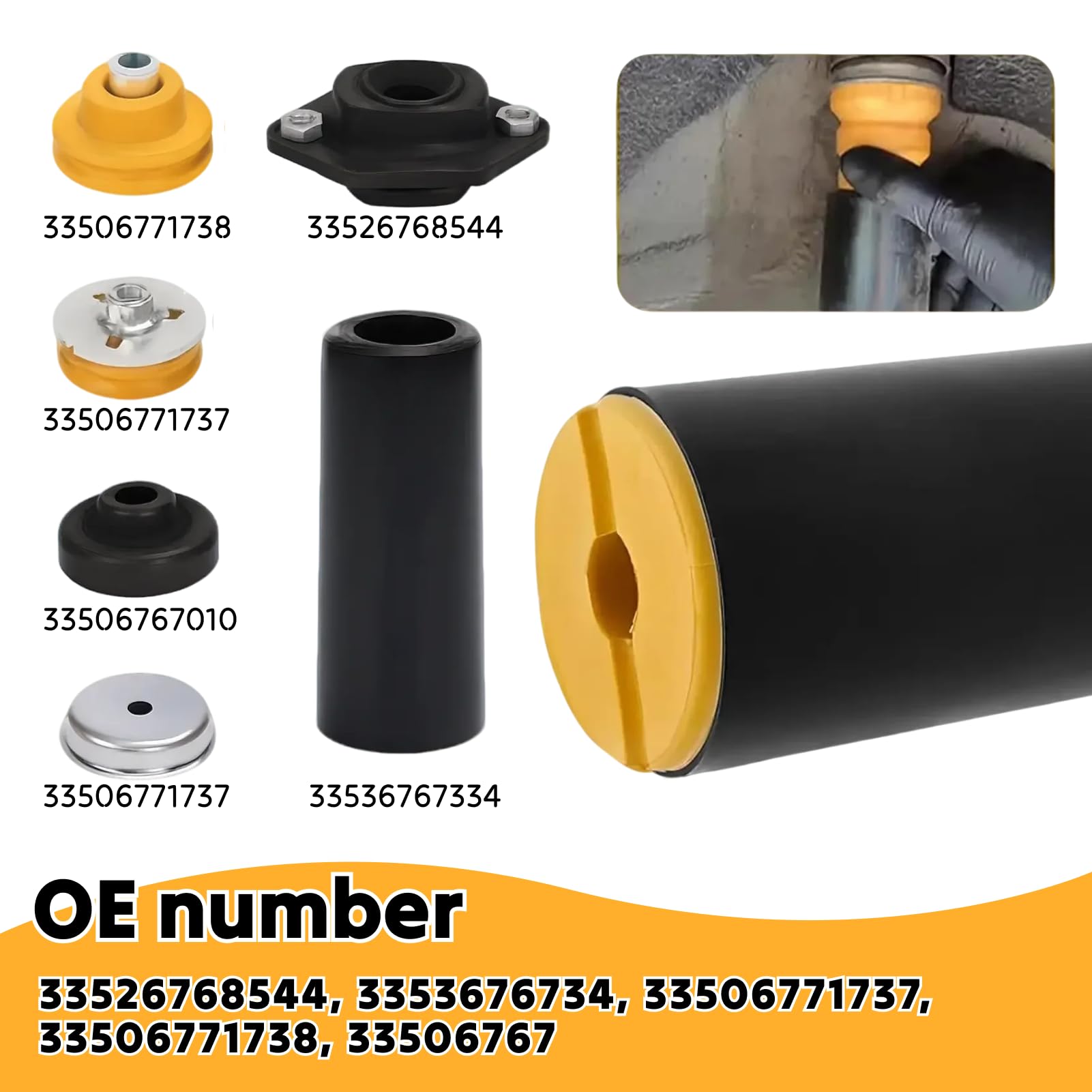 Flewdart Ammortizzatori Posteriori per X1, E81, E82, E84, E87, E88, E90, E91, E92, E93​​, Buttone di Sospensione Posteriore​​, Molle di Arresto in Gomma per Sospensione Posteriore​ 33526768544 33536