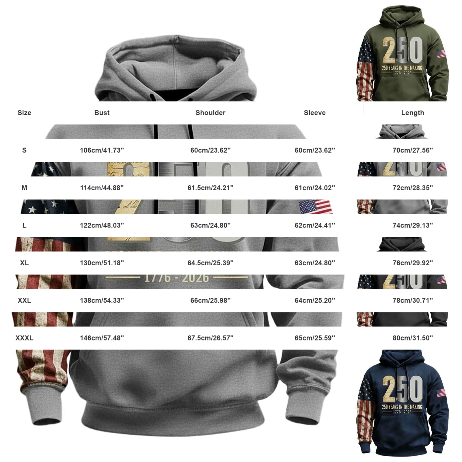 Ropa De Verano Hombre Sudadera con Capucha Y Estampado America para Hombre, Estilo Casual, 2026, Conmemorativa del Aniversario. Heavy (Blackish Green, M) Oversize Tallas Grandes
