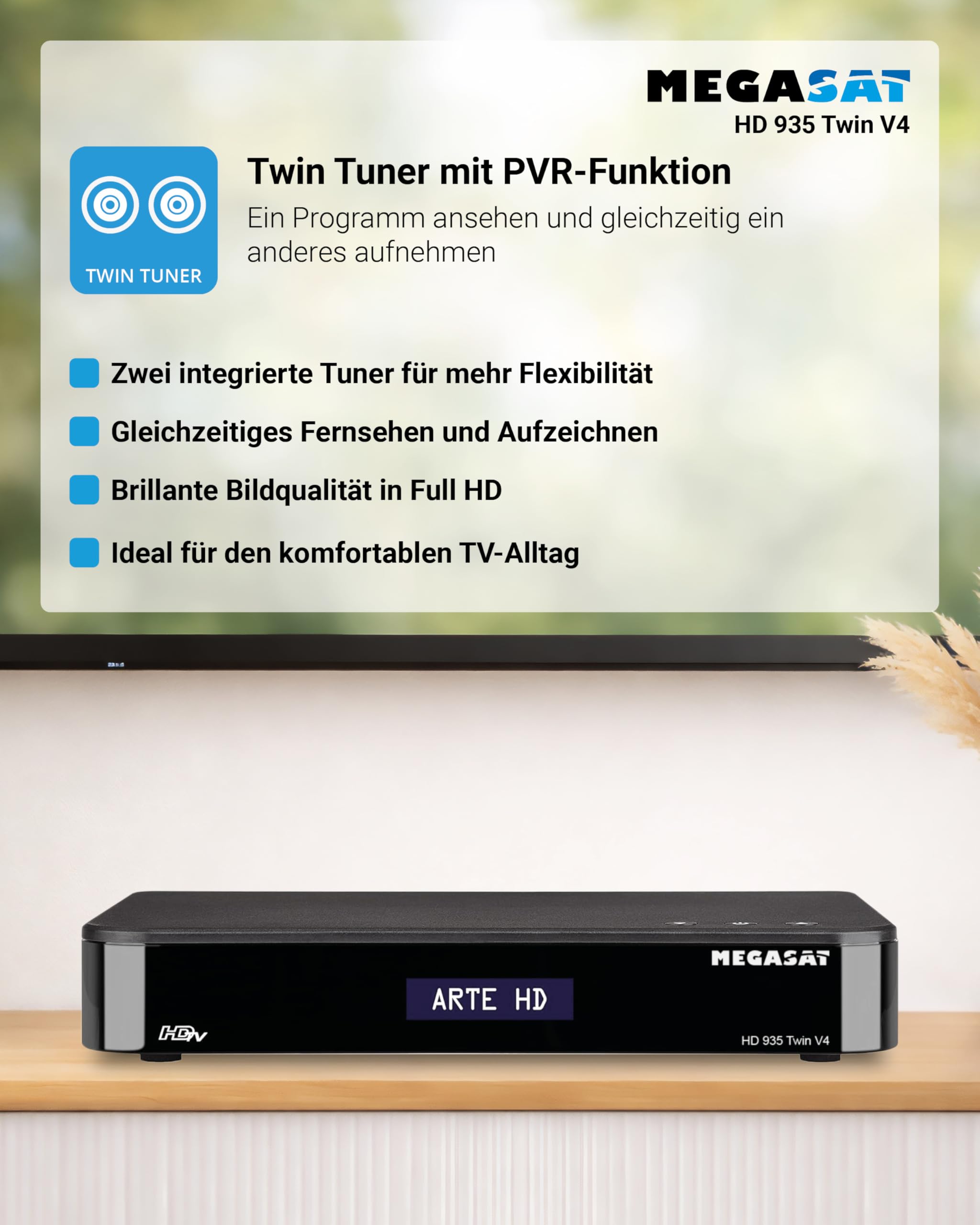 Megasat HD 935 Twin V4 Twin-Sat-Receiver PVR Bluetooth Schwarz 2 Empfänger SAT>IP Client Server