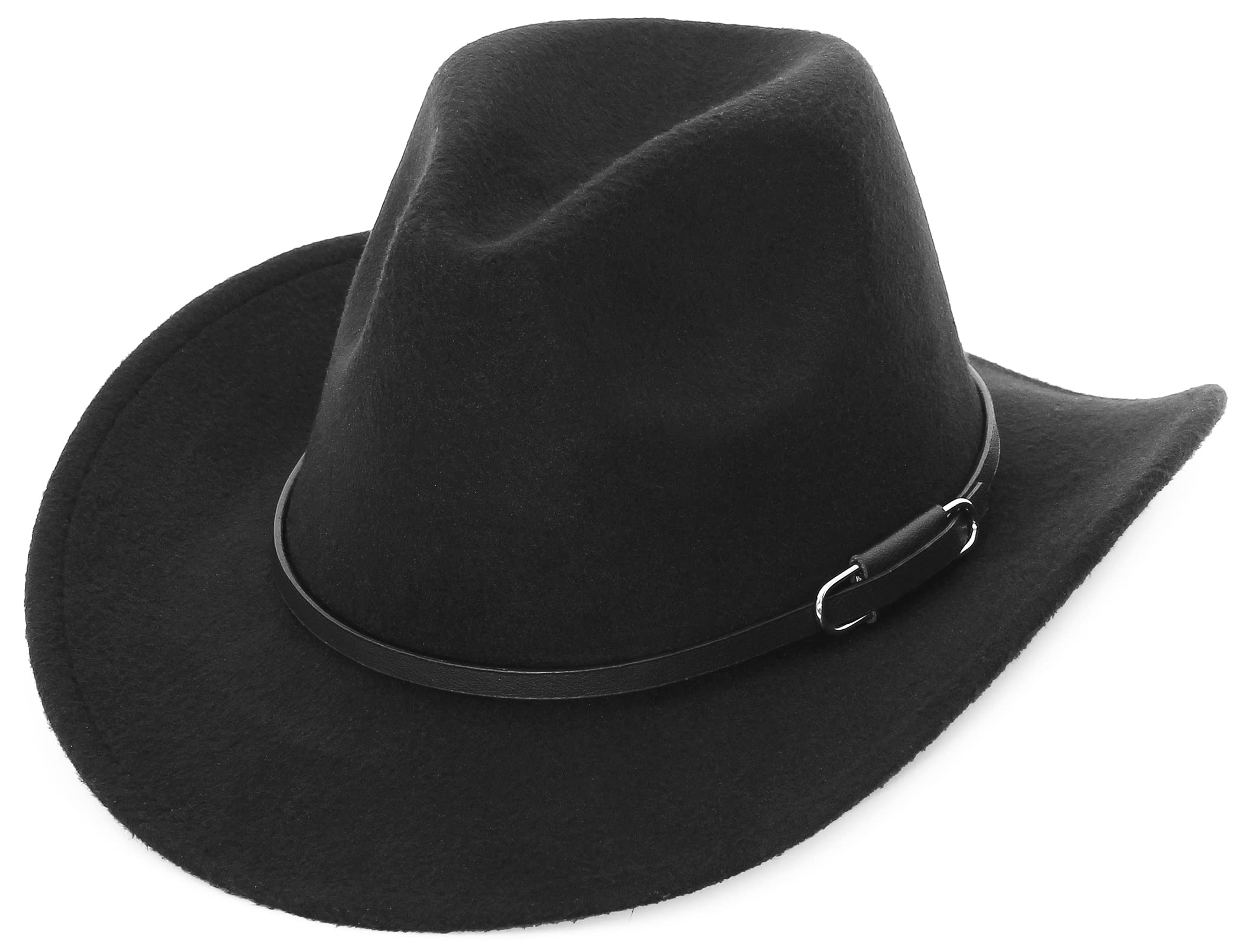 EOZY Sombrero de vaquero para hombres y mujeres, clásico con ala enrollable, sombrero de vaquero occidental con cinturón