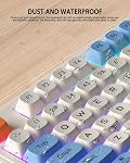 Clavier de jeu de membrane semi-mécanique filaire 98 Clés QWERTY Clavier de membrane silencieux, mode lumière multifonctionnel & Bouton de réglage du volume, RGB Allumé, ergonomique, ABS Casquette, USB, Conception compacte