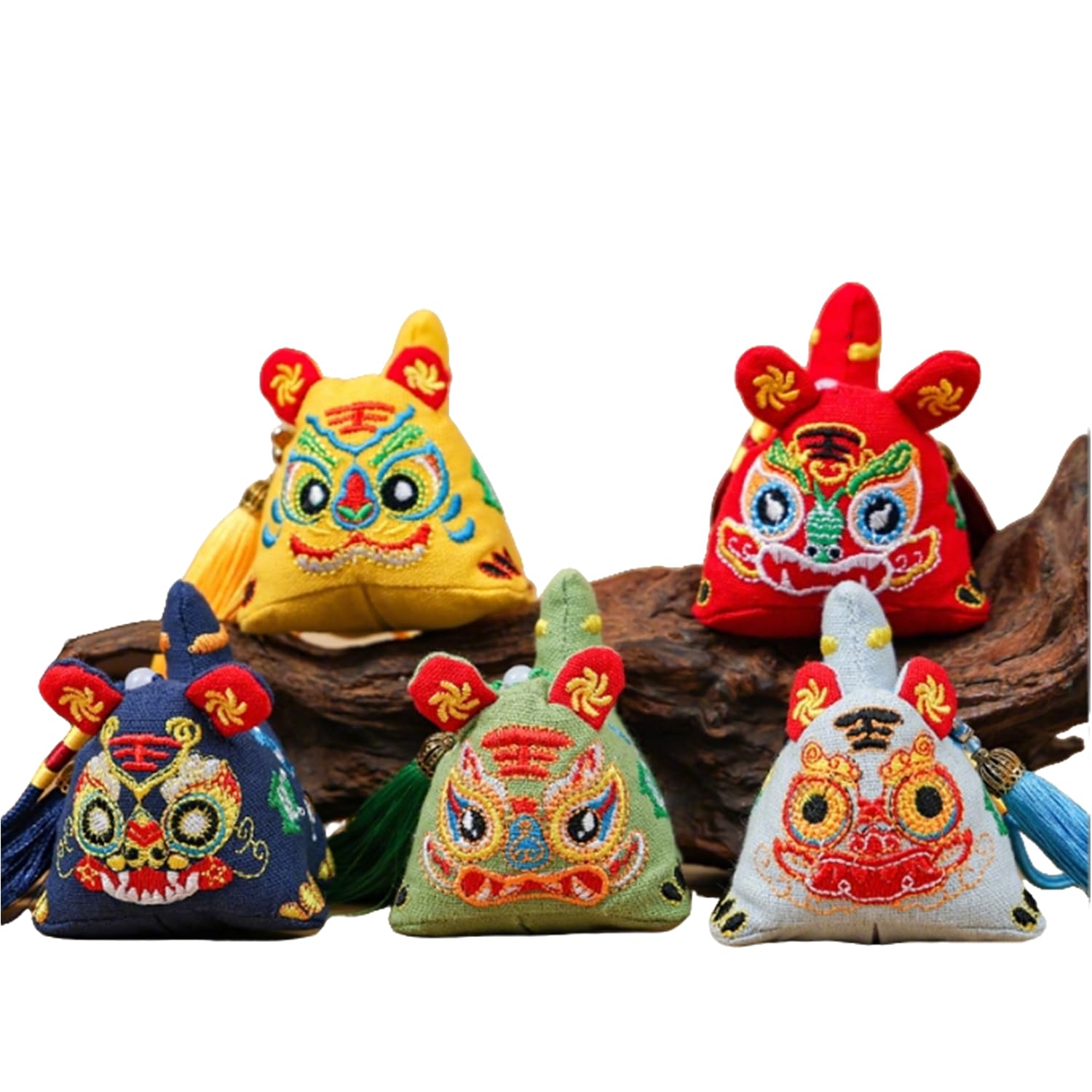 Chinese Embroidery Tiger Sachet, Natural Mugwort Amulet Charm, Handmade Feng Shui Lucky Talisman, Portable Hanging Ornament, Traditional Oriental Blessing Gift