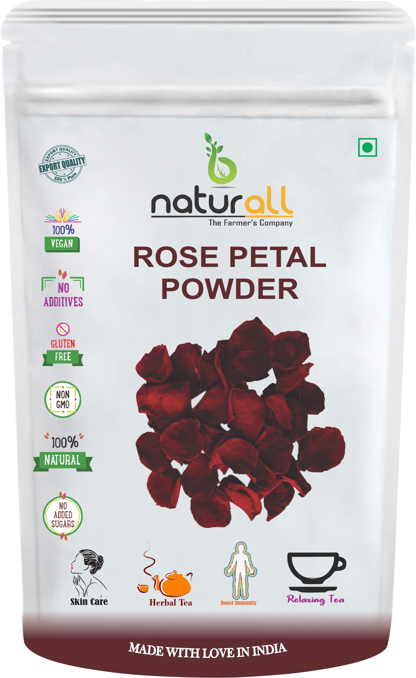 B Naturall Dry Rose Petal Powder | for Skin, Face Pack Mask for Fairness, Tanning & Glowing Skin - 500 GM by B Naturall