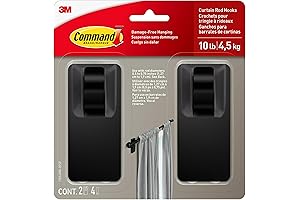Command Matte Black Curtain Rod Hooks with Command Strips