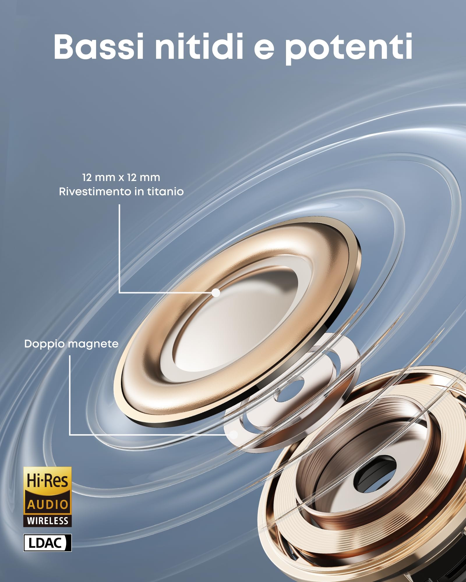 soundcore AeroClip by Anker, Auricolari Open-Ear, Cuffie Clip-On, Comfort Adattivo, Chiamate Chiare con 4 Microfoni e AI, Adattamento Stabile, Driver da 12mm per Suono Nitido, Design a Anello Aperto