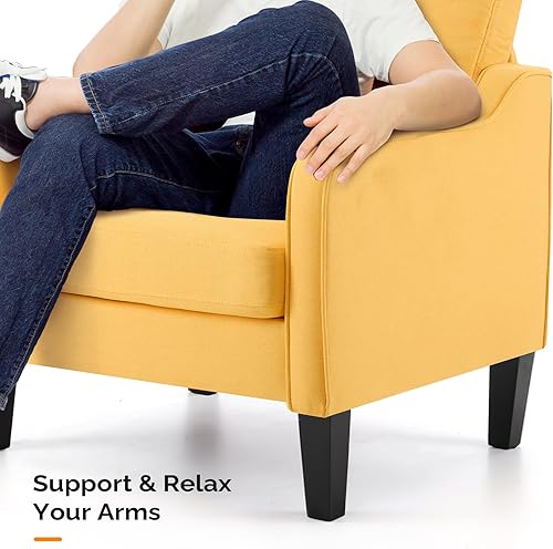 Miniatura 66 de VINGLI Silla decorativa moderna de mediados de siglo, sillas decorativas de tela beige para sala de estar, sillón tapizado, sofá con brazos