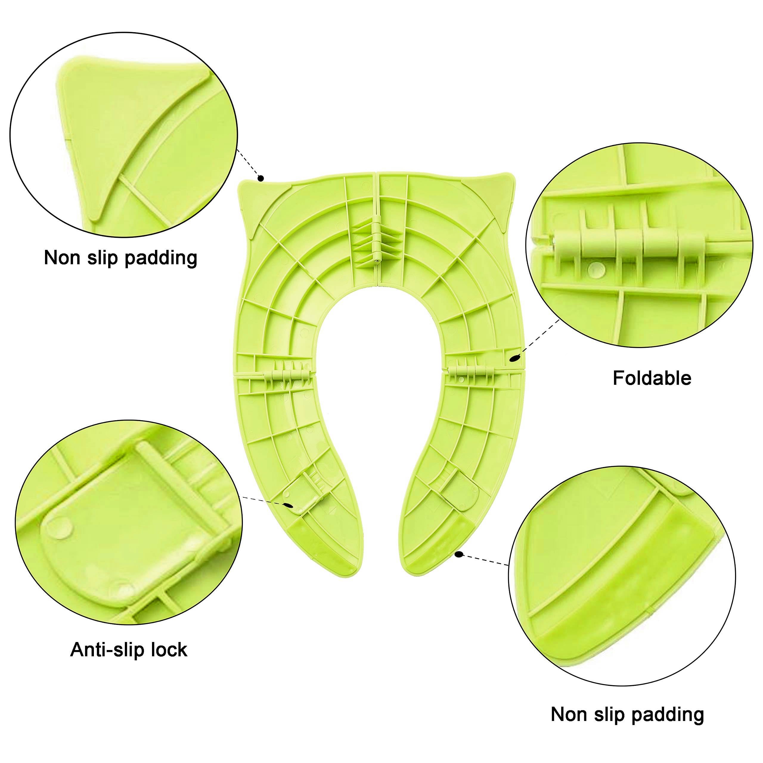 TECHHARK® Baby Potty Training Toilet Seat for Boys And Girls Kids, Non-Slip with Splash Guard, Fits Round & Oval Toilets, (TRAVEL GREEN) - Image 4 thumbnail