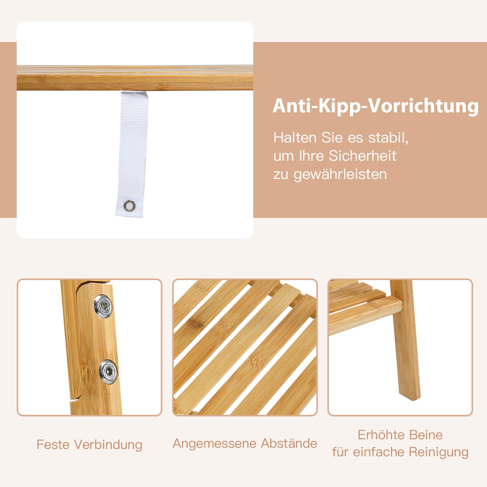 GOPLUS Perchero de Bambú con Estantería de 2 Niveles | Burro de Pie para Colgar Ropa, para Entrada, Dormitorio, Pasillo, 101 x 45 x 160 cm, Natural