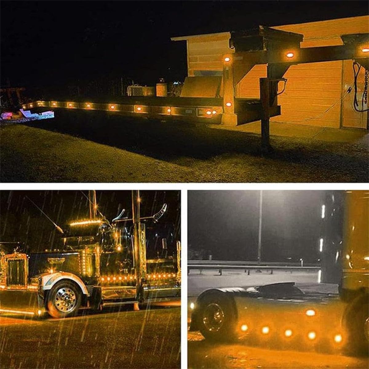 5PCS Watermelon Lights for Semi Truck,LED Light Indicator Side Marker Lamp,Trailer Side Marker Lights,Under Glow Wheel Light for Truck,Outline Water Melon Sides Markers for Motor with Bezel (Red)