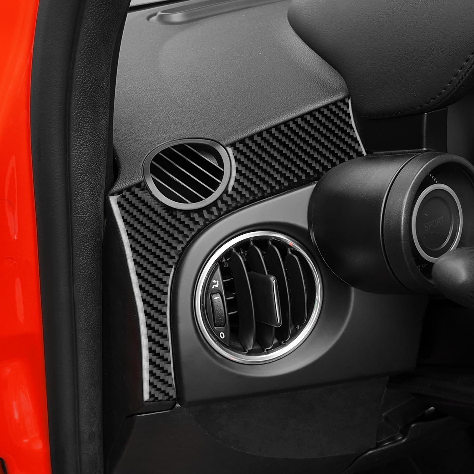 KUNGKIC Per Fiat 500/500C Abarth 595/595C 695/695C 2016-2024 Fiat 500E 2016-2019 Auto Console Centrale Dashboard Trim Fibra di Carbonio Adesivo Interno Accessori (Nero)