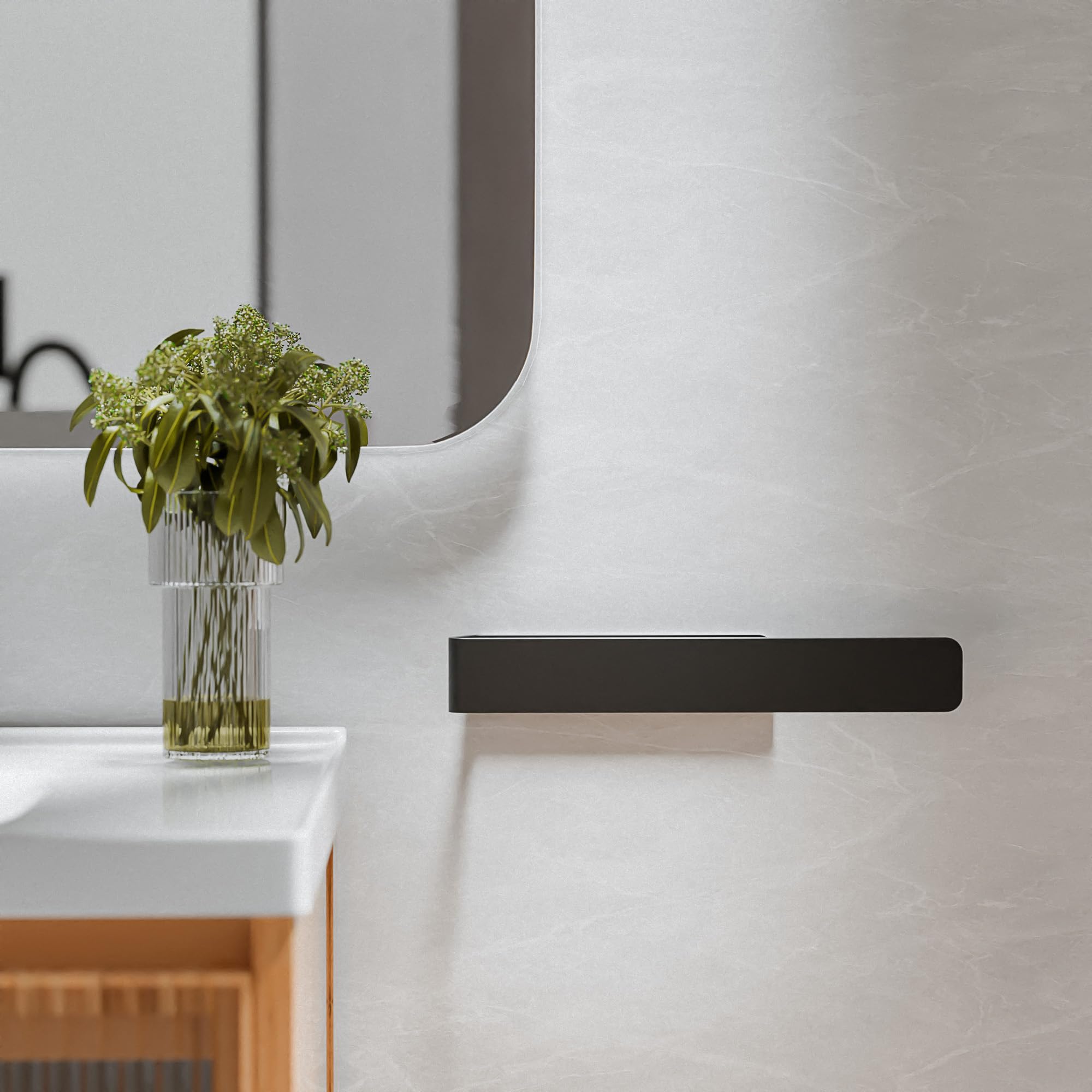 Aikzik Handdoekhouder, handdoekhouder zonder boren, aluminium, volledig metaal, voor badkamer en keuken, mat zwart (1, Wit, 32L×5B×4,5H
