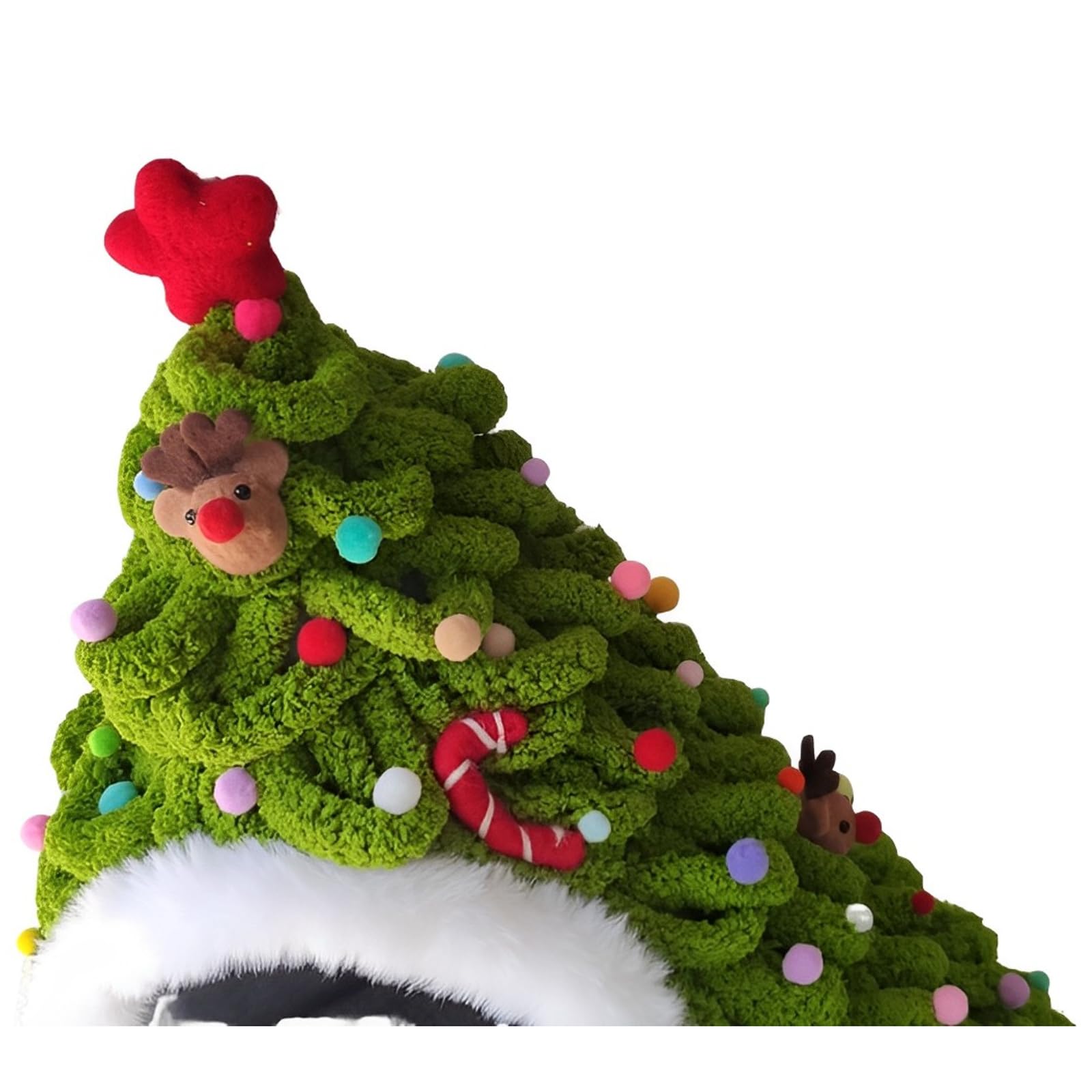 HappyERA - Casetta per Gatti in Feltro Fatta a Mano, Graziosa Cuccia Natalizia e Invernale - Verde